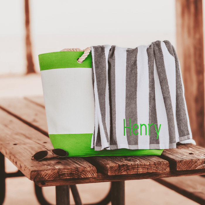 Lime Green Canvas Beach Bag