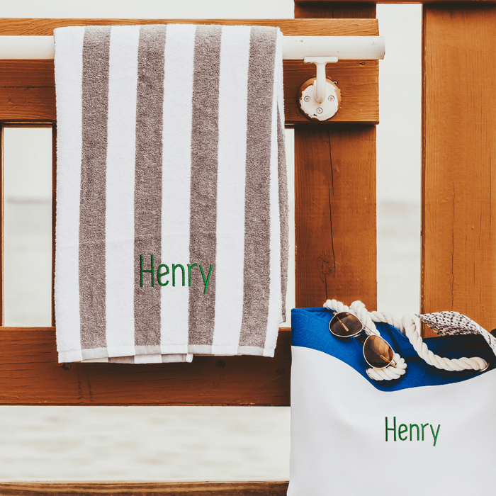 Beach Bundle: Canvas Bag with Rope Handles & Personalized Towel